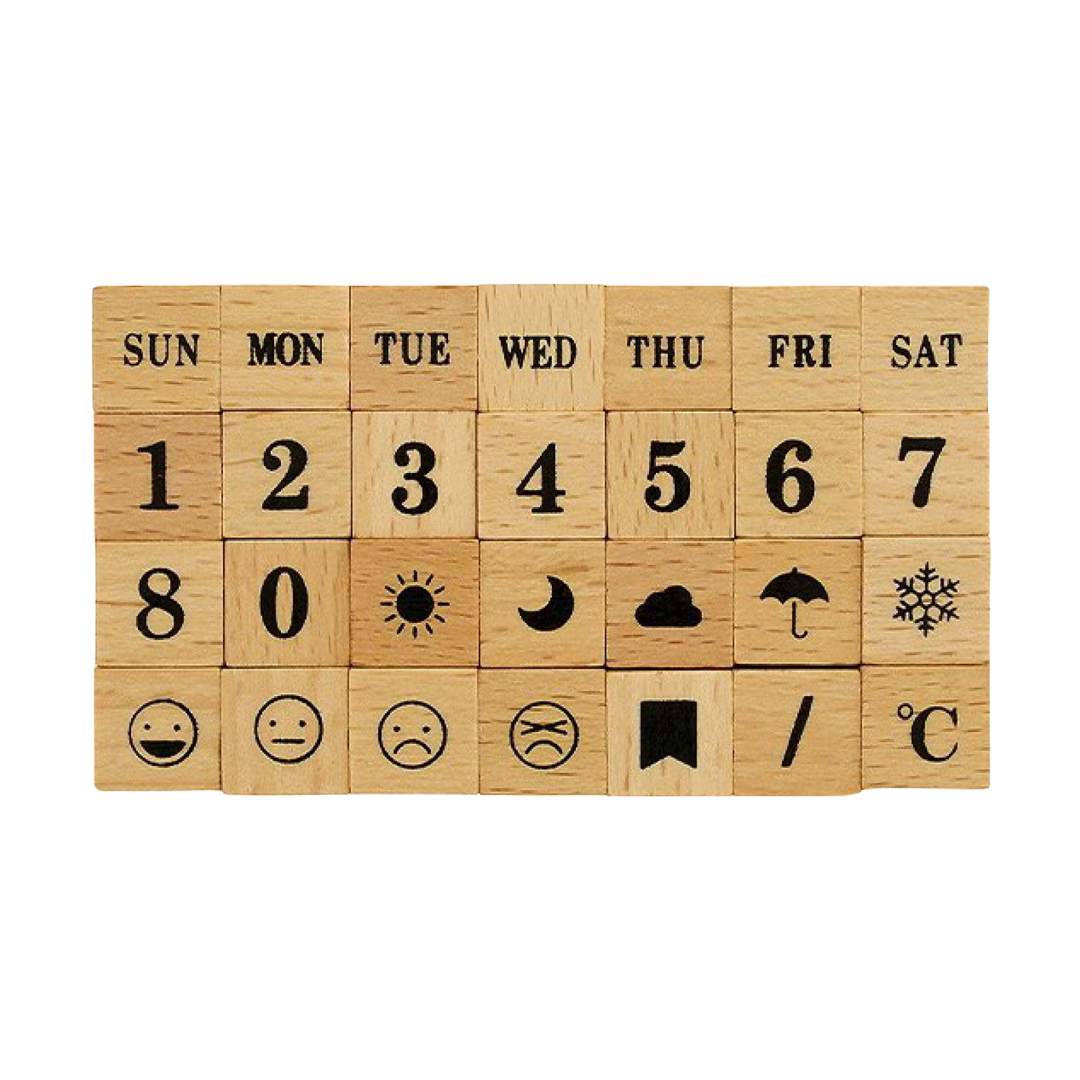 Kodomono Kao Stamp - Days of the Week / Numbers / Marks - Large