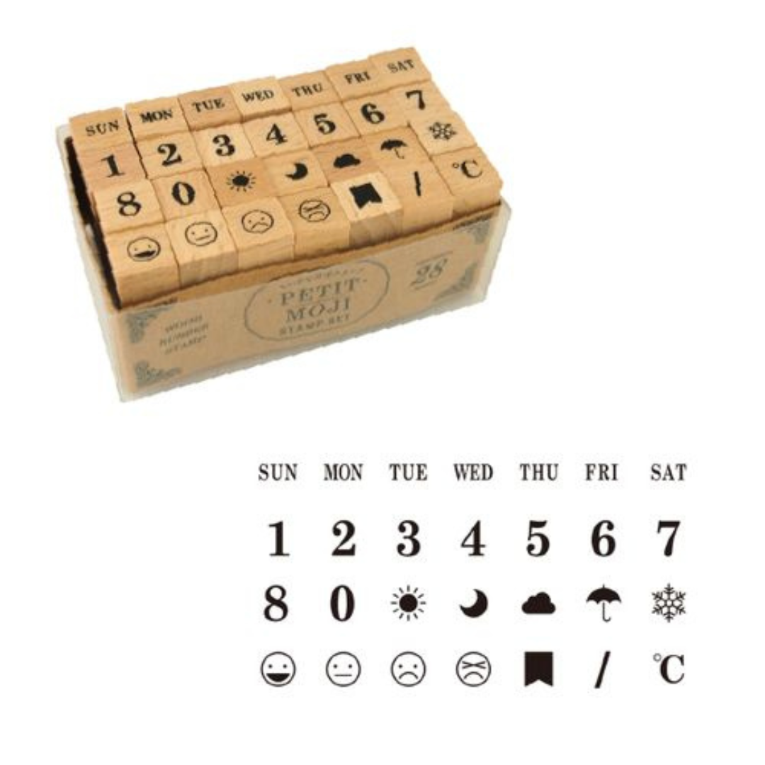 Kodomono Kao Stamp - Days of the Week / Numbers / Marks - Large