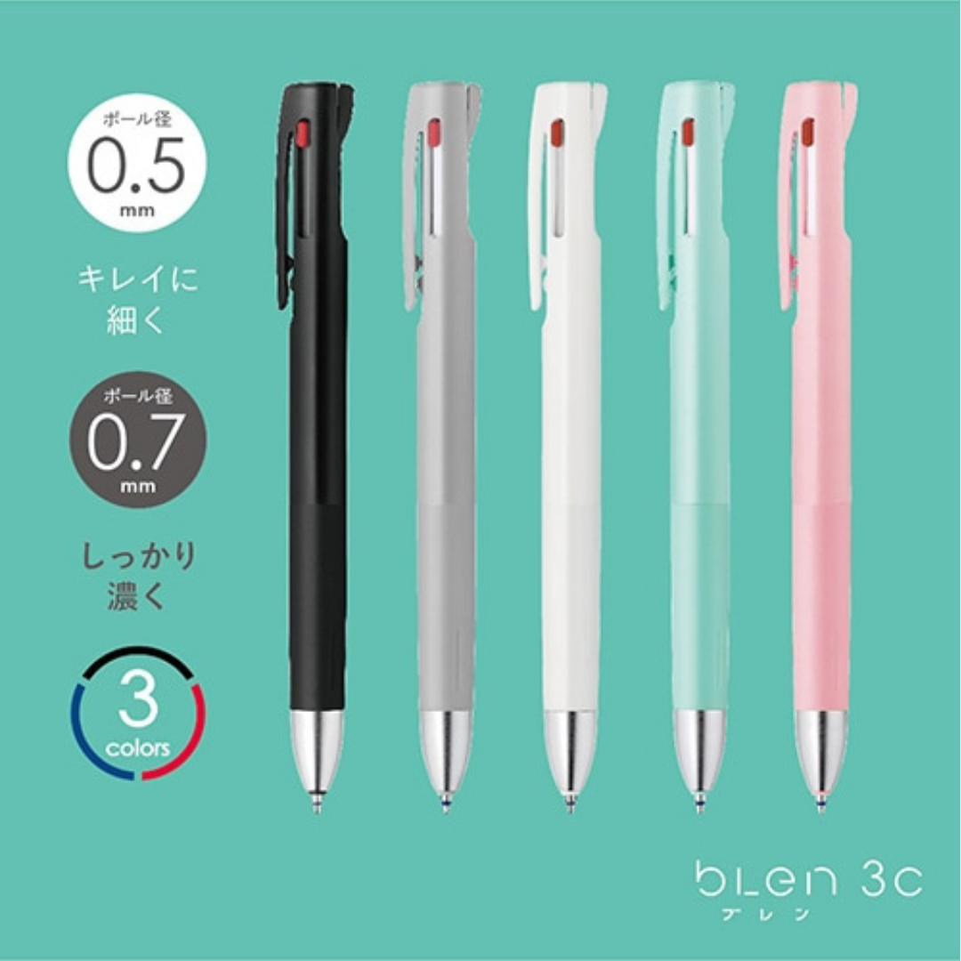 Zebra bLen 3C 3 Color Ballpoint Multi Pen & Refill - 0.5 mm