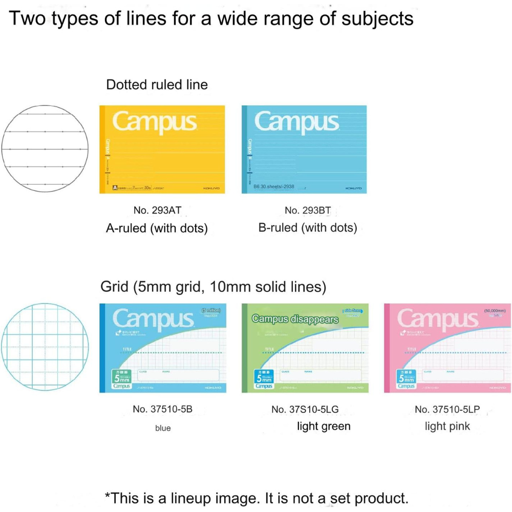 Kokuyo Campus Half Size Notebook - Half-B6 Horizontal - Dotted 6 mm Rule