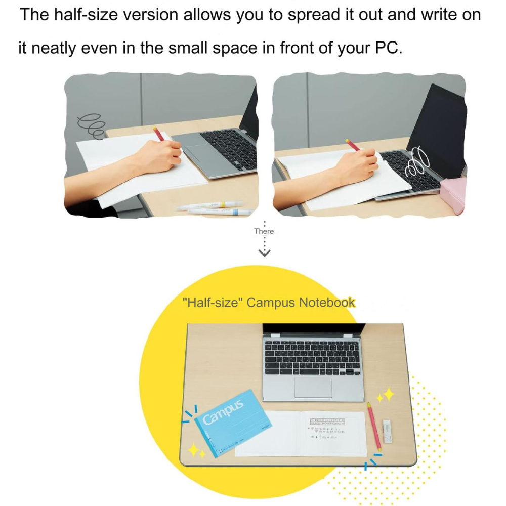 Kokuyo Campus Half Size Notebook - Half-B6 Horizontal - Dotted 6 mm Rule