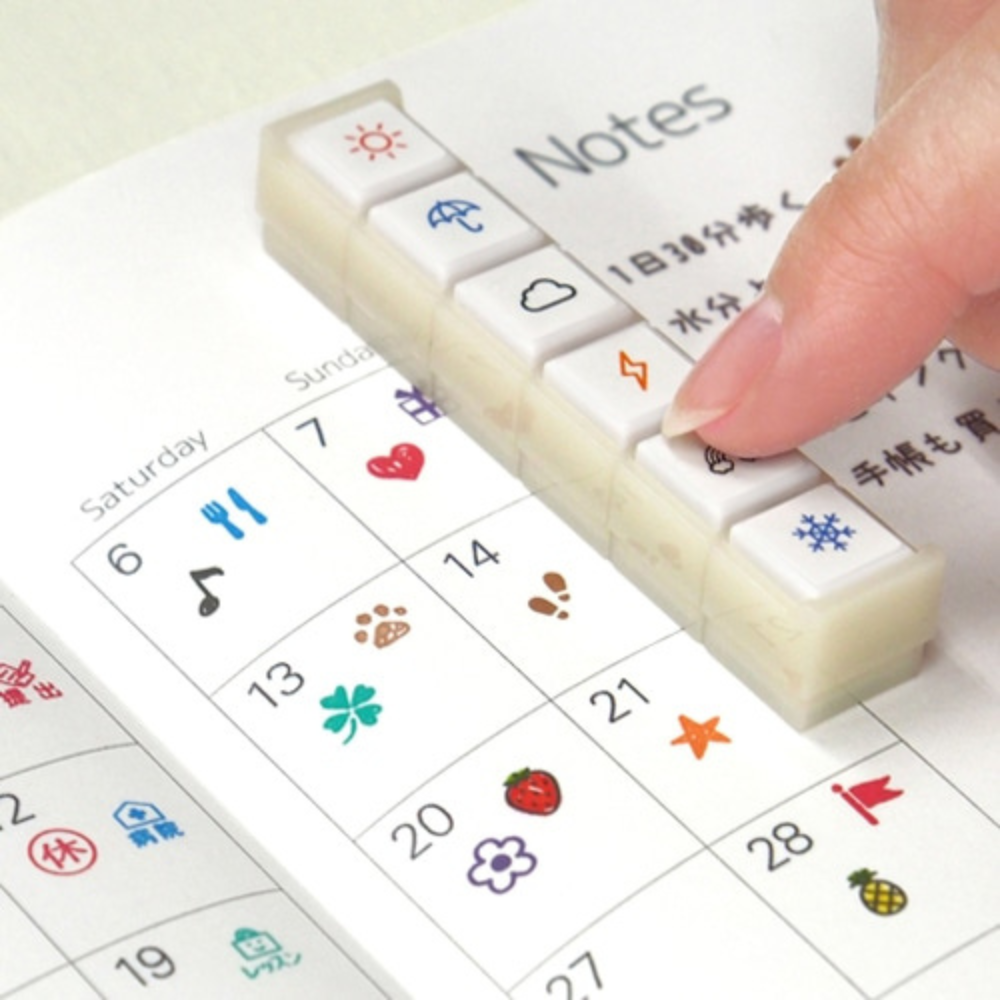 Kodomo no Kao Pochitto6 Push-Button Stamp - Stripe Marks