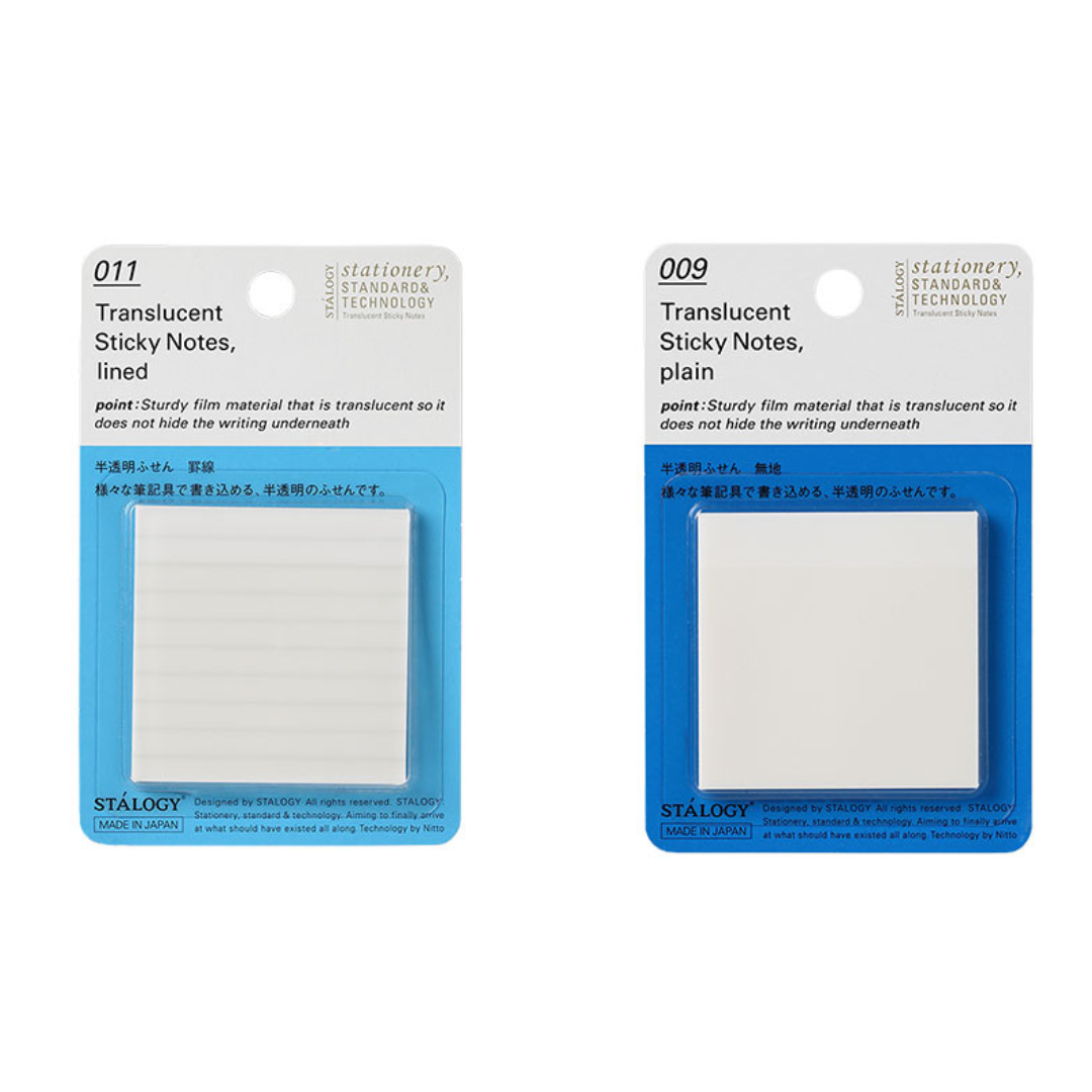 Stalogy Transparent Sticky Notes - Lined / Plain - 50 mm