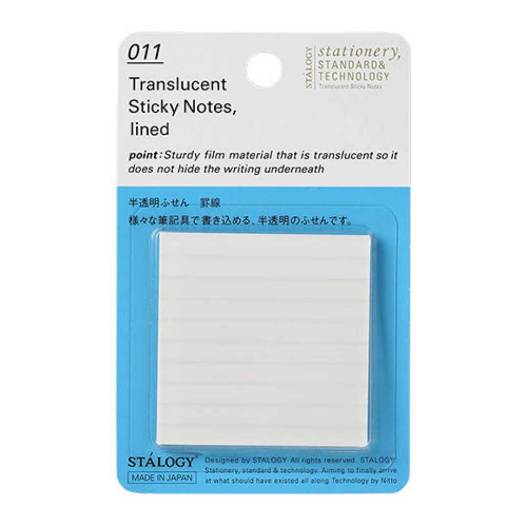 Stalogy Transparent Sticky Notes - Lined / Plain - 50 mm