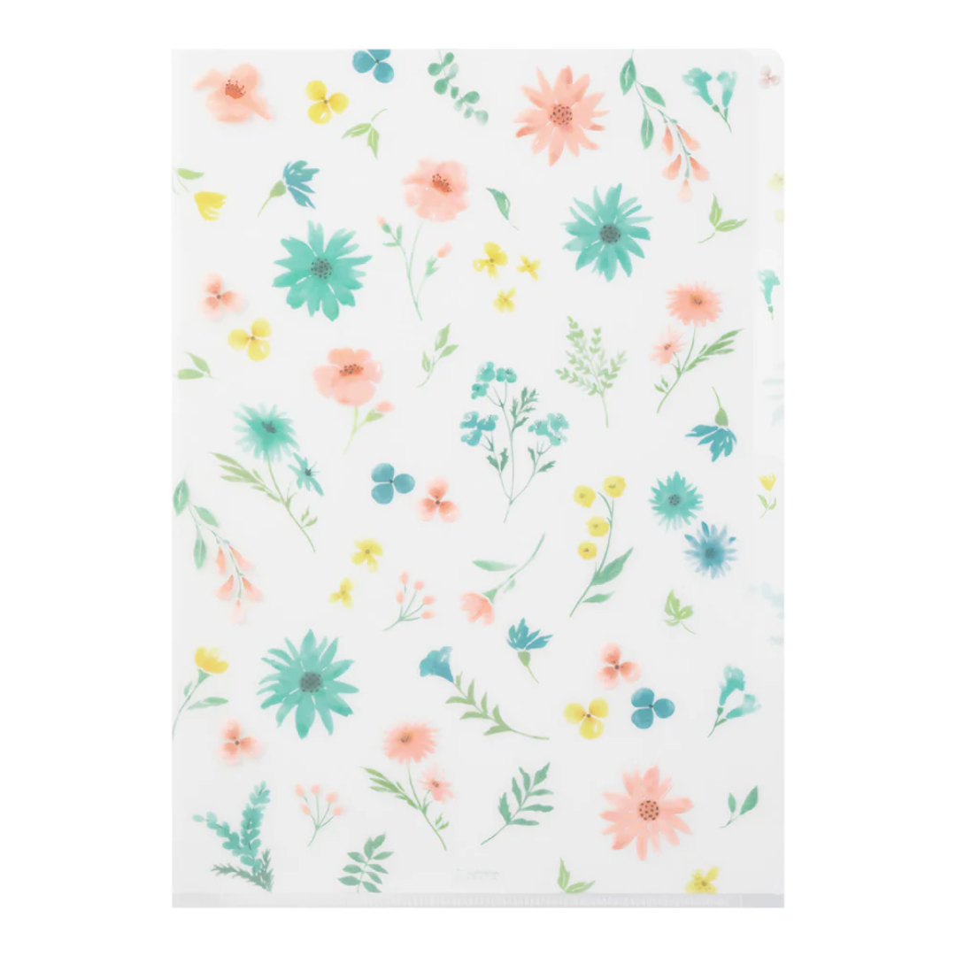 Midori 3 Pockets Clear Folder A4 - Flowers B