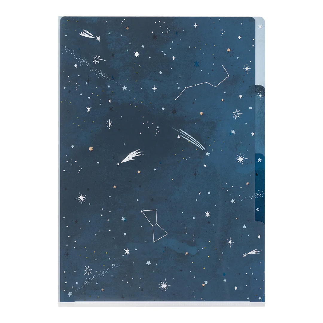 Midori 3 Pockets Clear Folder A4 - Starry Sky