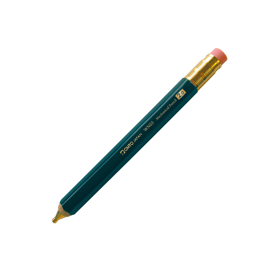 Ohto Wooden Mechanical Pencil, Sharpener & Leads - 2.0 mm