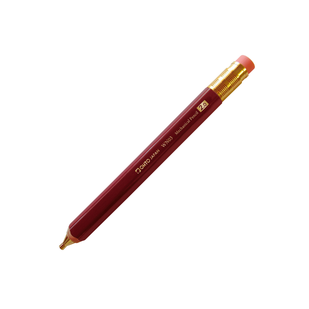Ohto Wooden Mechanical Pencil, Sharpener & Leads - 2.0 mm