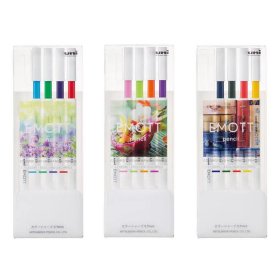 Uni EMOTT Color Mechanical Pencil - 0.9 mm - 4 Color Set