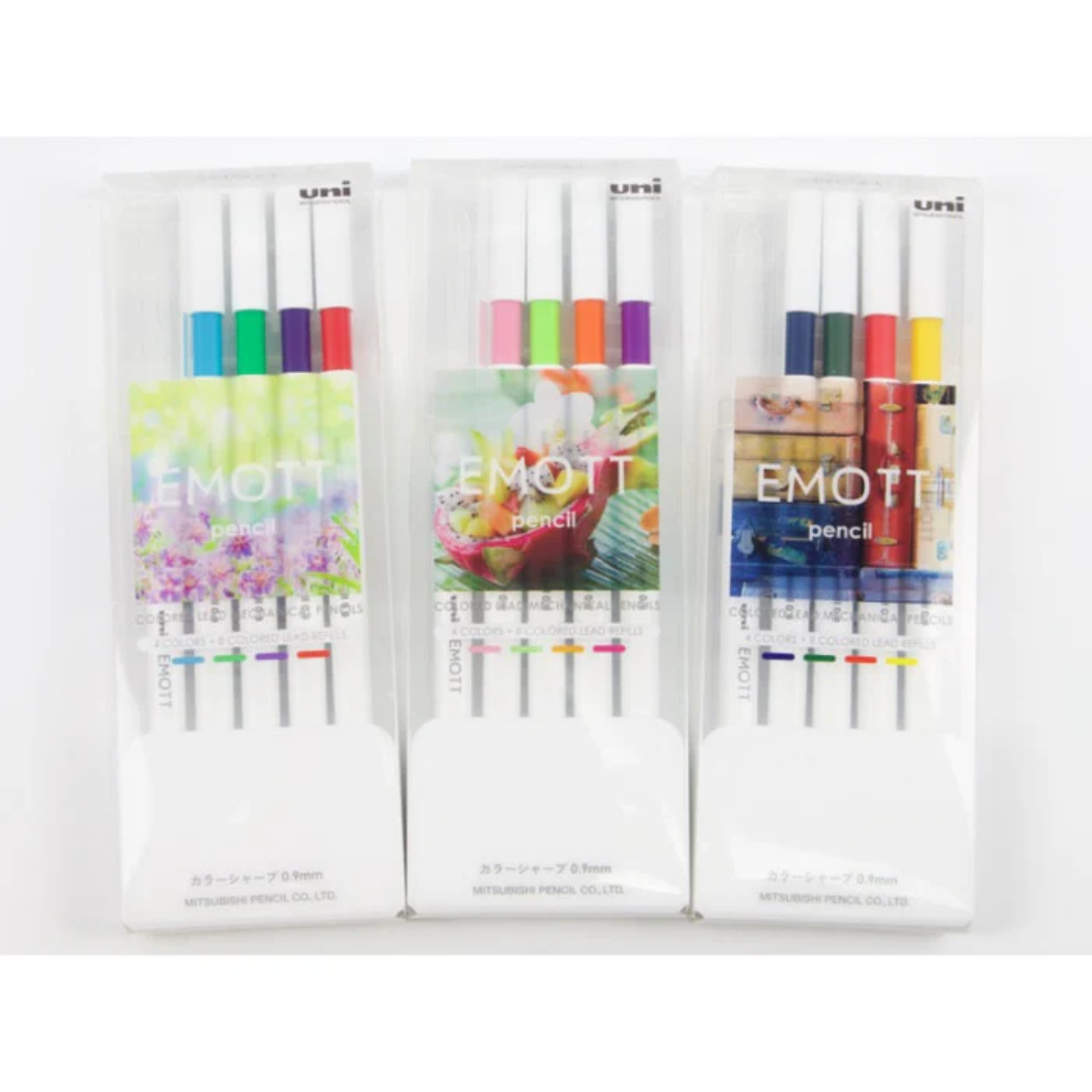Uni EMOTT Color Mechanical Pencil - 0.9 mm - 4 Color Set