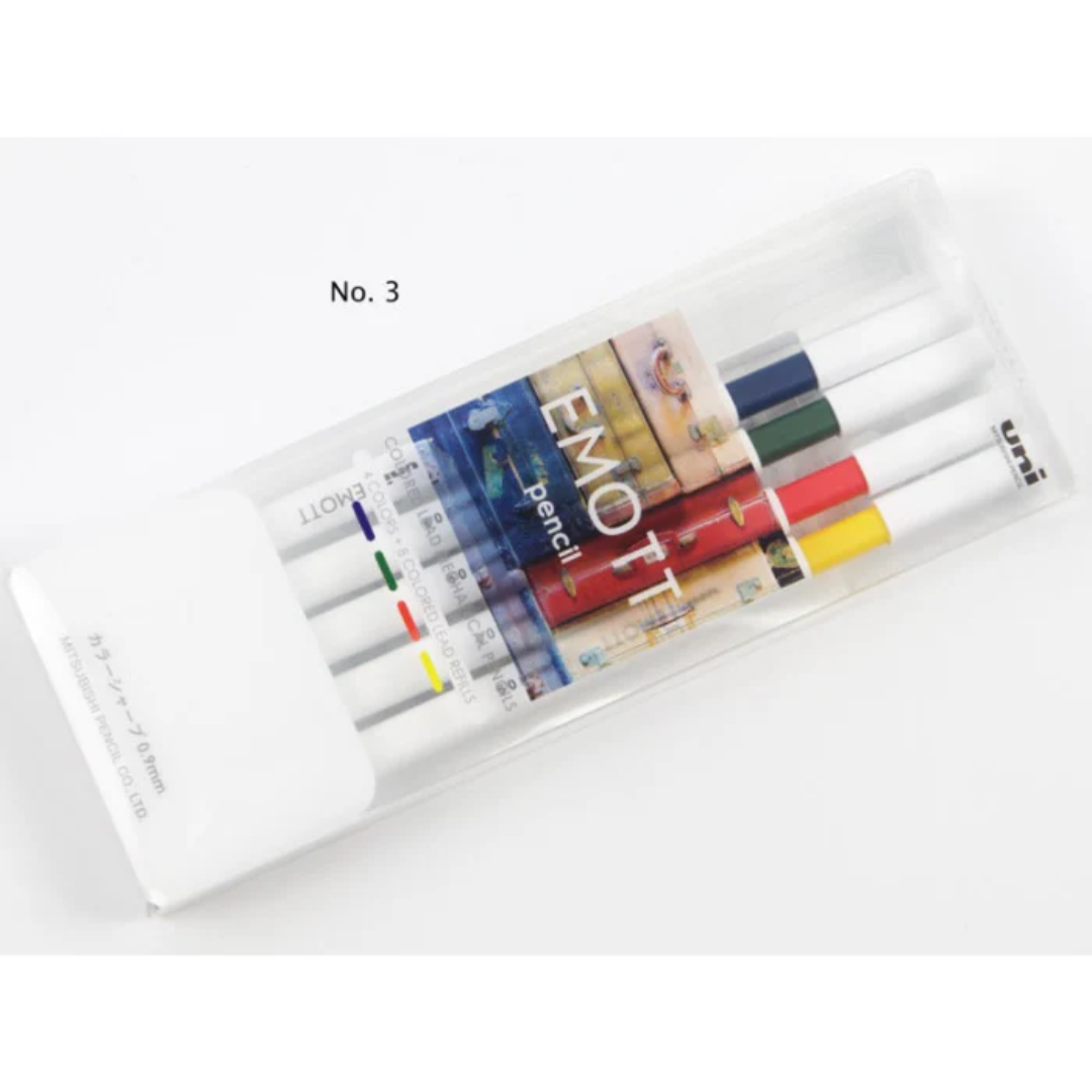 Uni EMOTT Color Mechanical Pencil - 0.9 mm - 4 Color Set