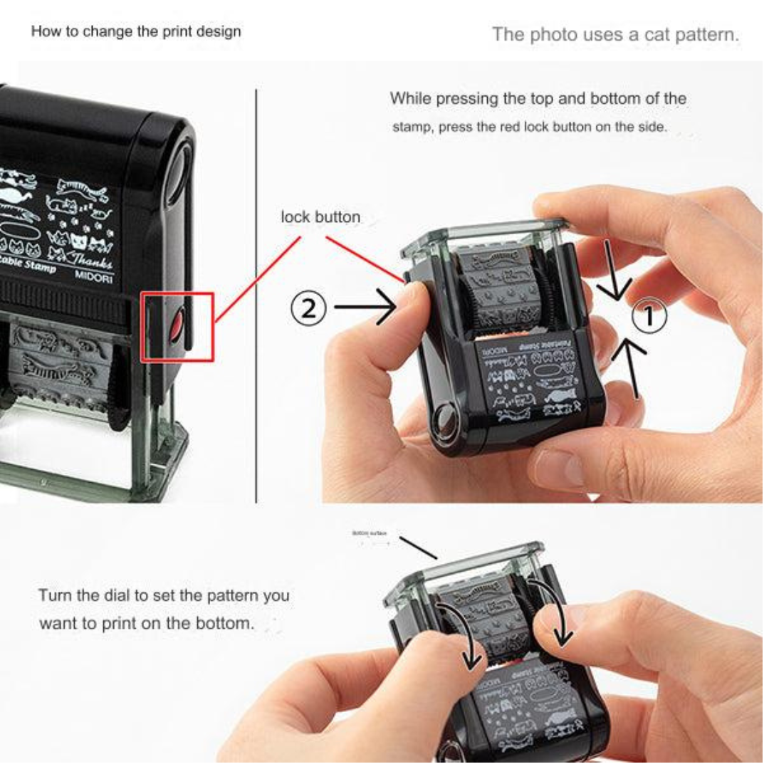 Midori Paintable Rotating Stamp - Self-Inking - Day of the Week & Weather