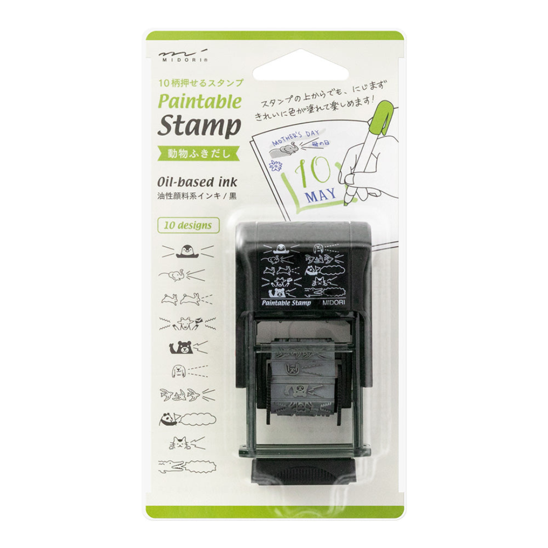Midori Paintable Rotating Stamp - Self-Inking - Animal Speech Bubble