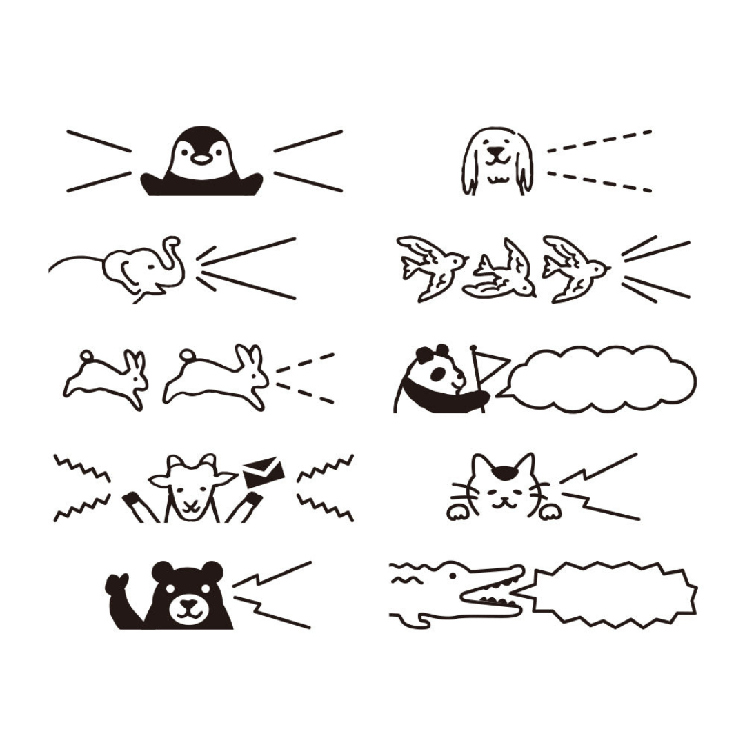 Midori Paintable Rotating Stamp - Self-Inking - Animal Speech Bubble