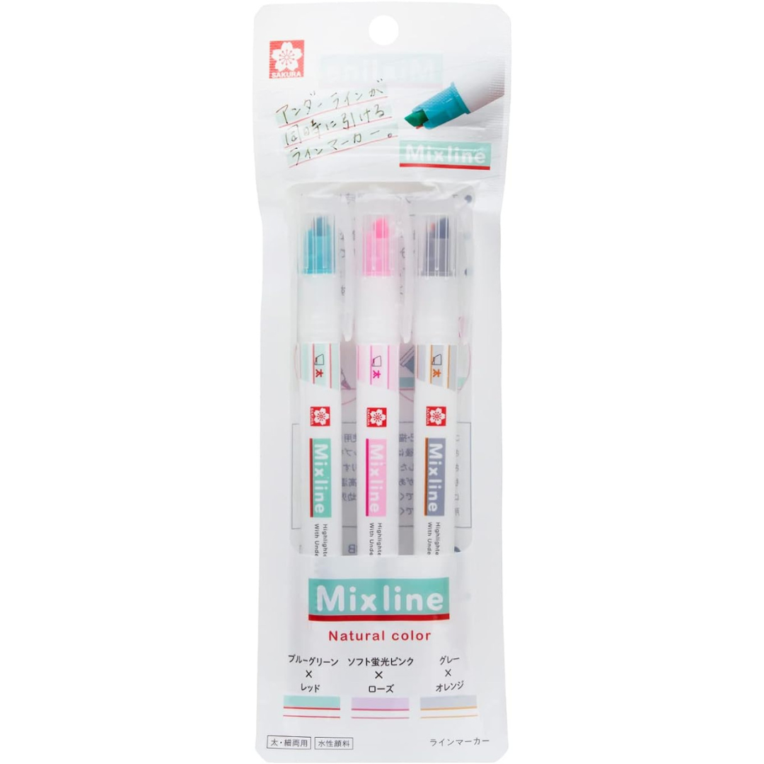 Sakura Mixline Underline Highlighter 3 Color Sets