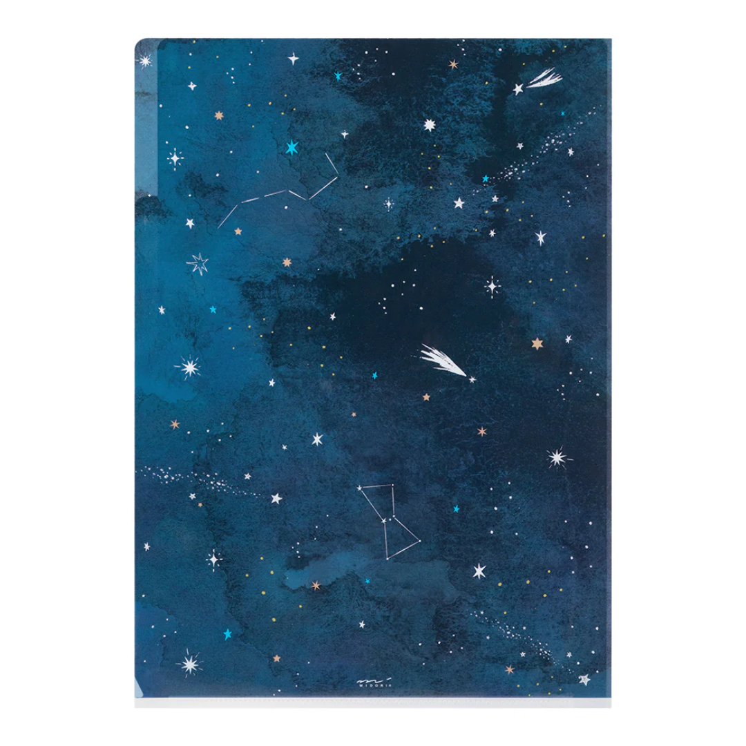 Midori 3 Pockets Clear Folder A4 - Starry Sky