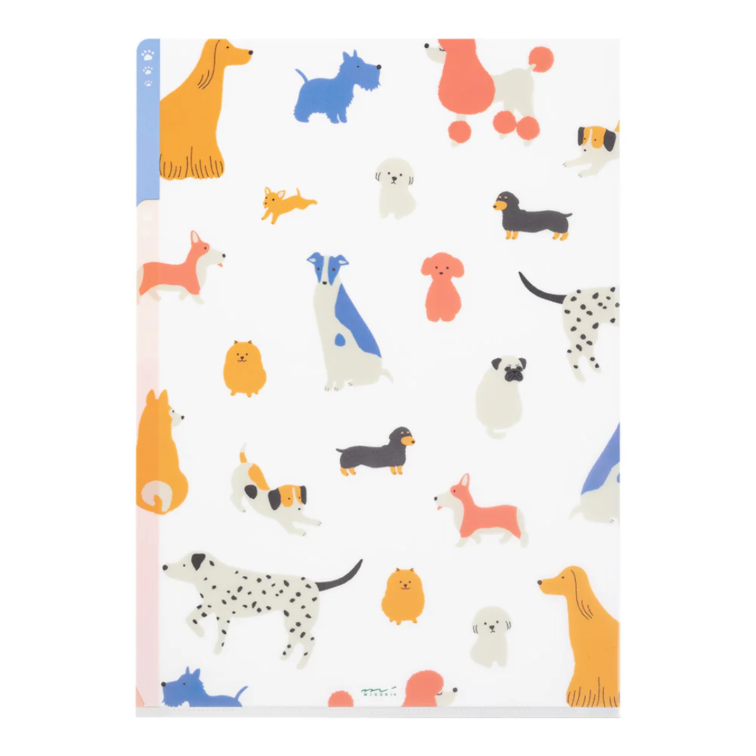 Midori 3 Pockets Clear Folder A4 - Dog
