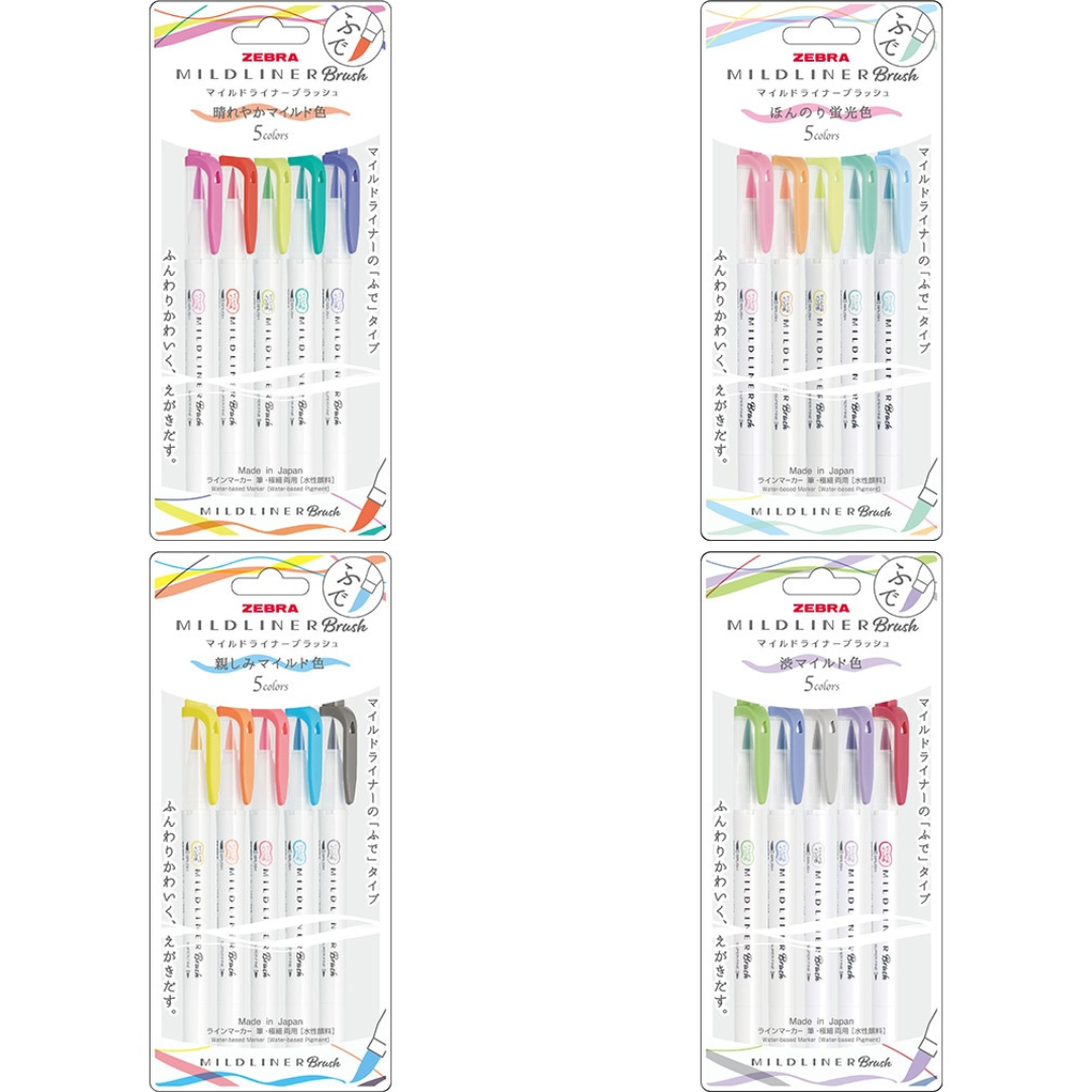 Zebra Mildliner Double-Sided Highlighter Brush Sets - Brush / Extra Fine