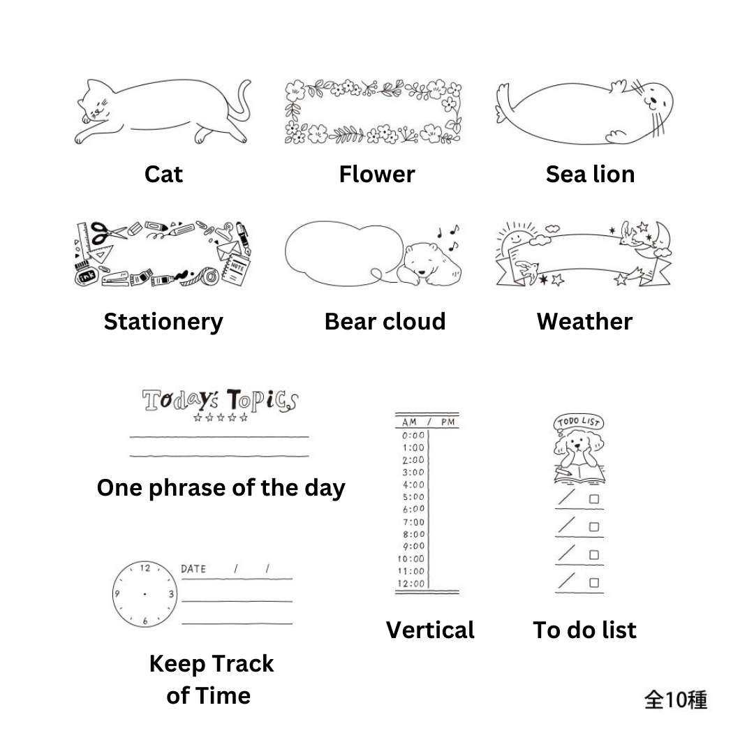 Midori Paintable Stamp Pre-Inked Half Size - Keep Track of Time