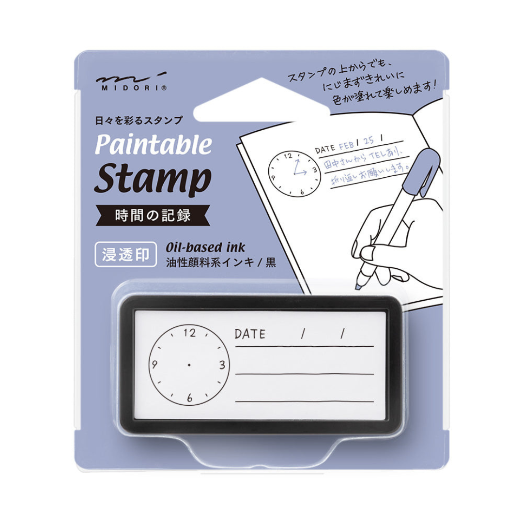 Midori Paintable Stamp Pre-Inked Half Size - Keep Track of Time