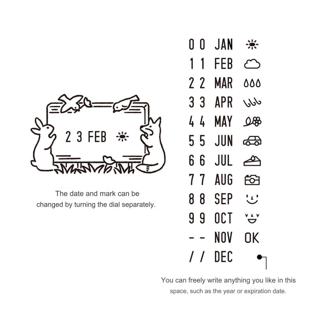 Midori Paintable Rotating Date Stamp - Forest Animals