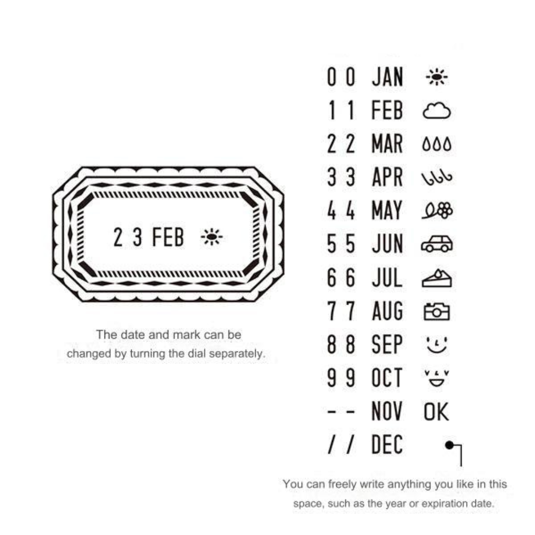 Midori Paintable Rotating Date Stamp - Frame