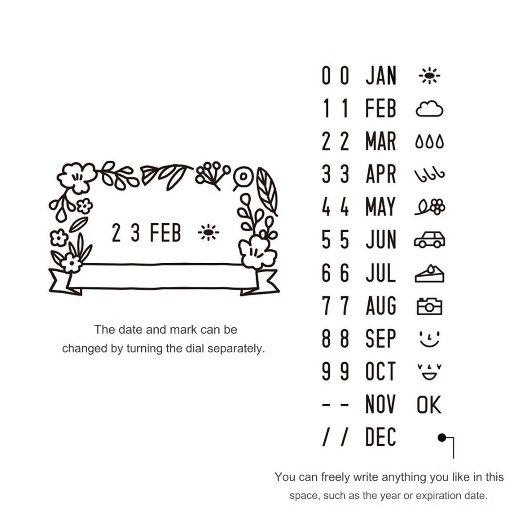 Midori Paintable Rotating Date Stamp - Flowers