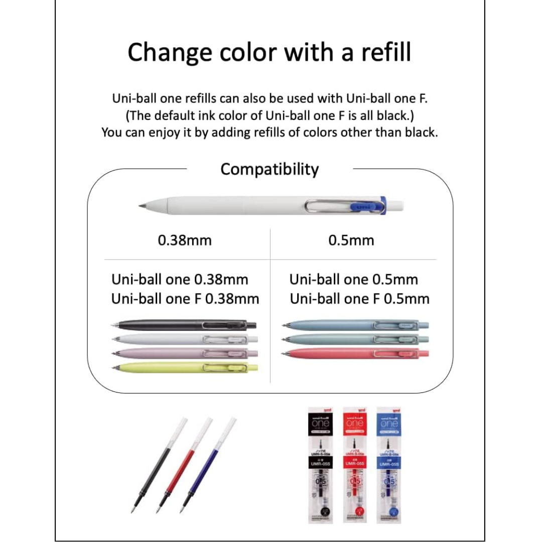 Uni-ball One F Gel Pen - Black Ink - 0.38 mm - New Edition
