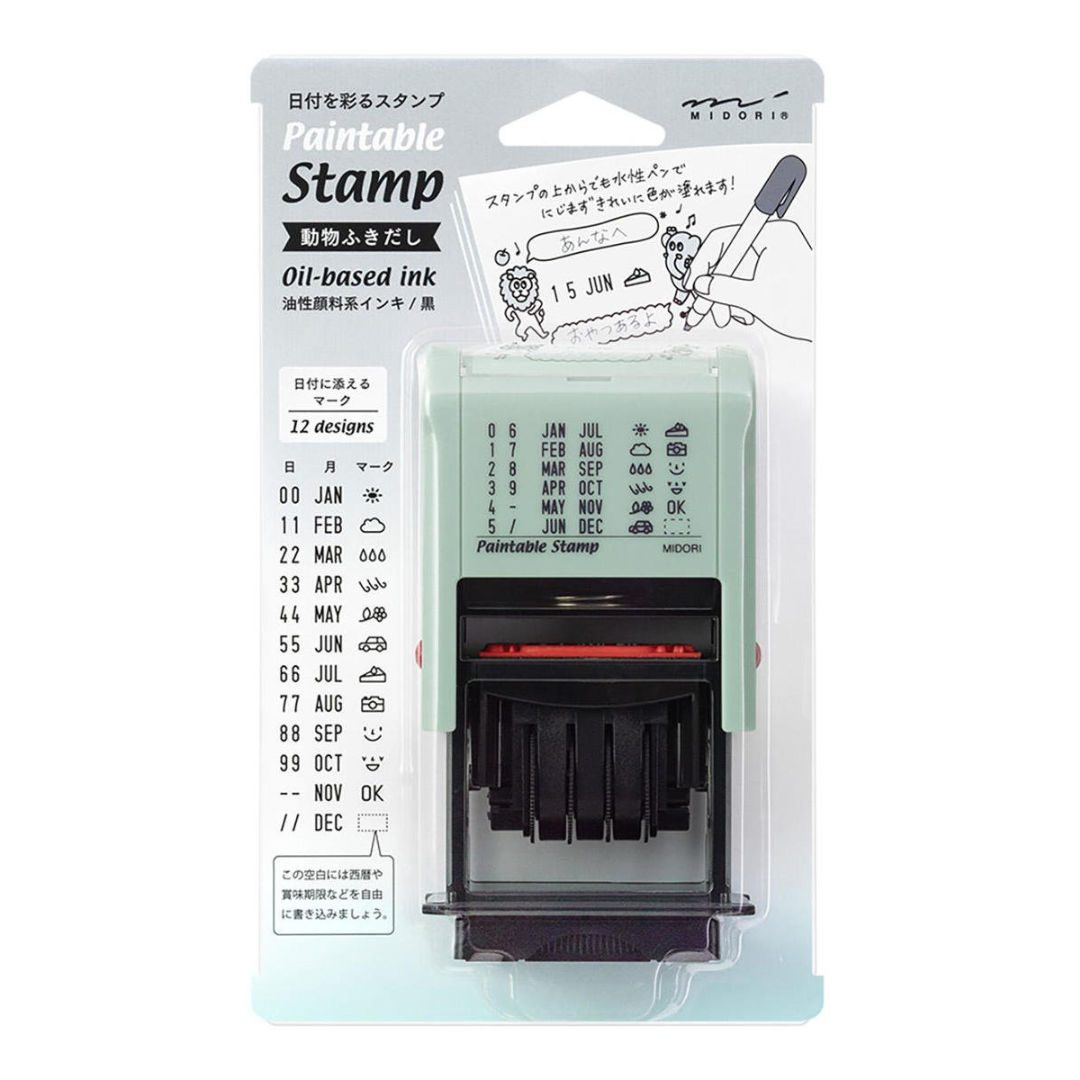 Midori Paintable Rotating Date Stamp - Animal Speech Bubble