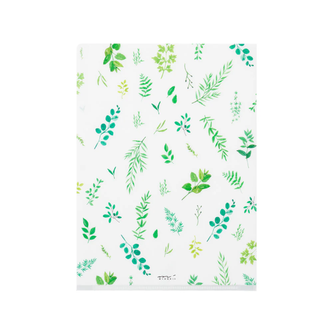 Midori 3 Pockets Clear Folder A5 - Leaves