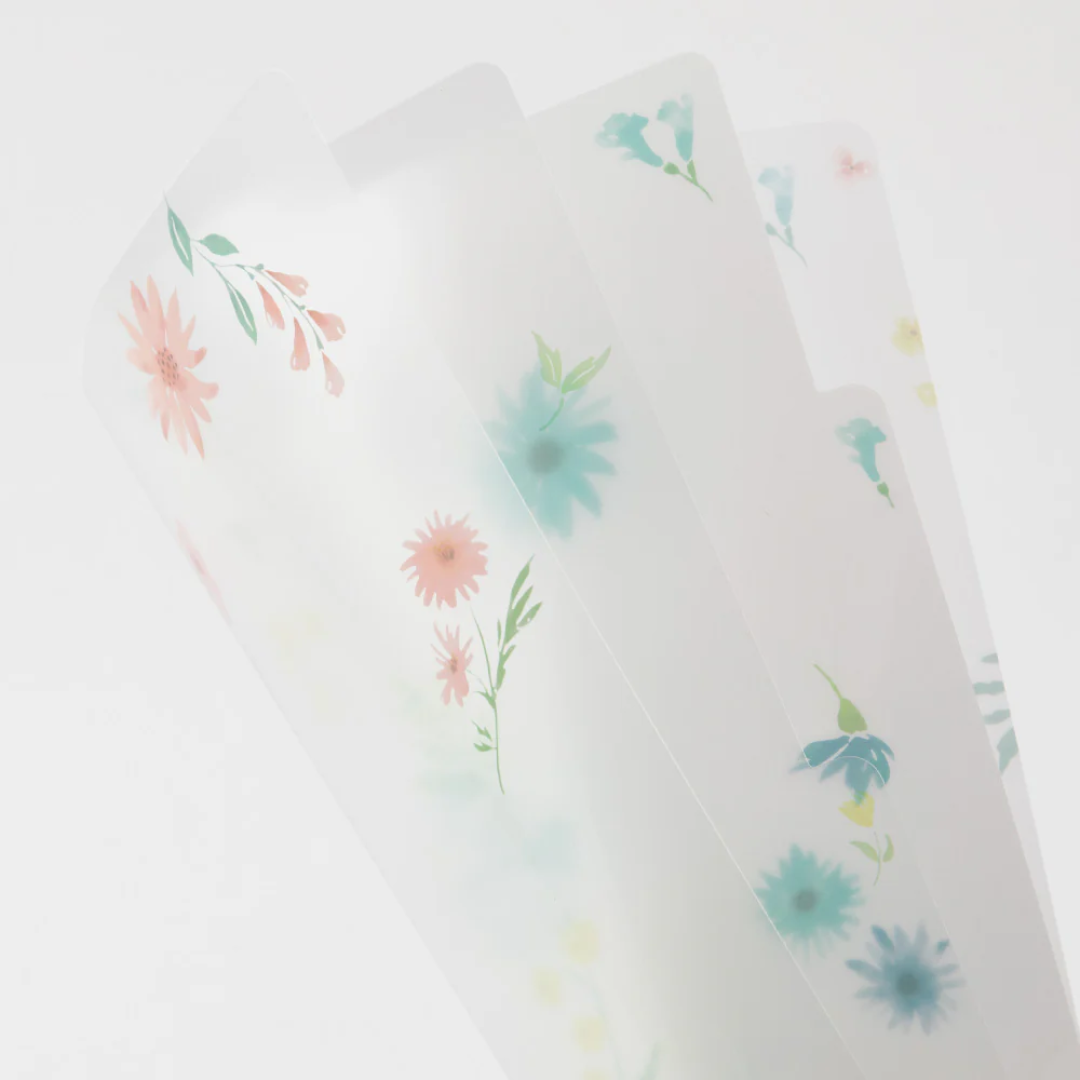 Midori 3 Pockets Clear Folder A4 - Flowers B