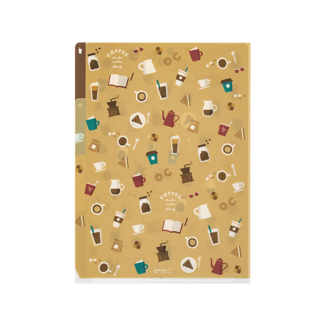 Midori 3 Pockets Clear Folder A5 - Coffee A