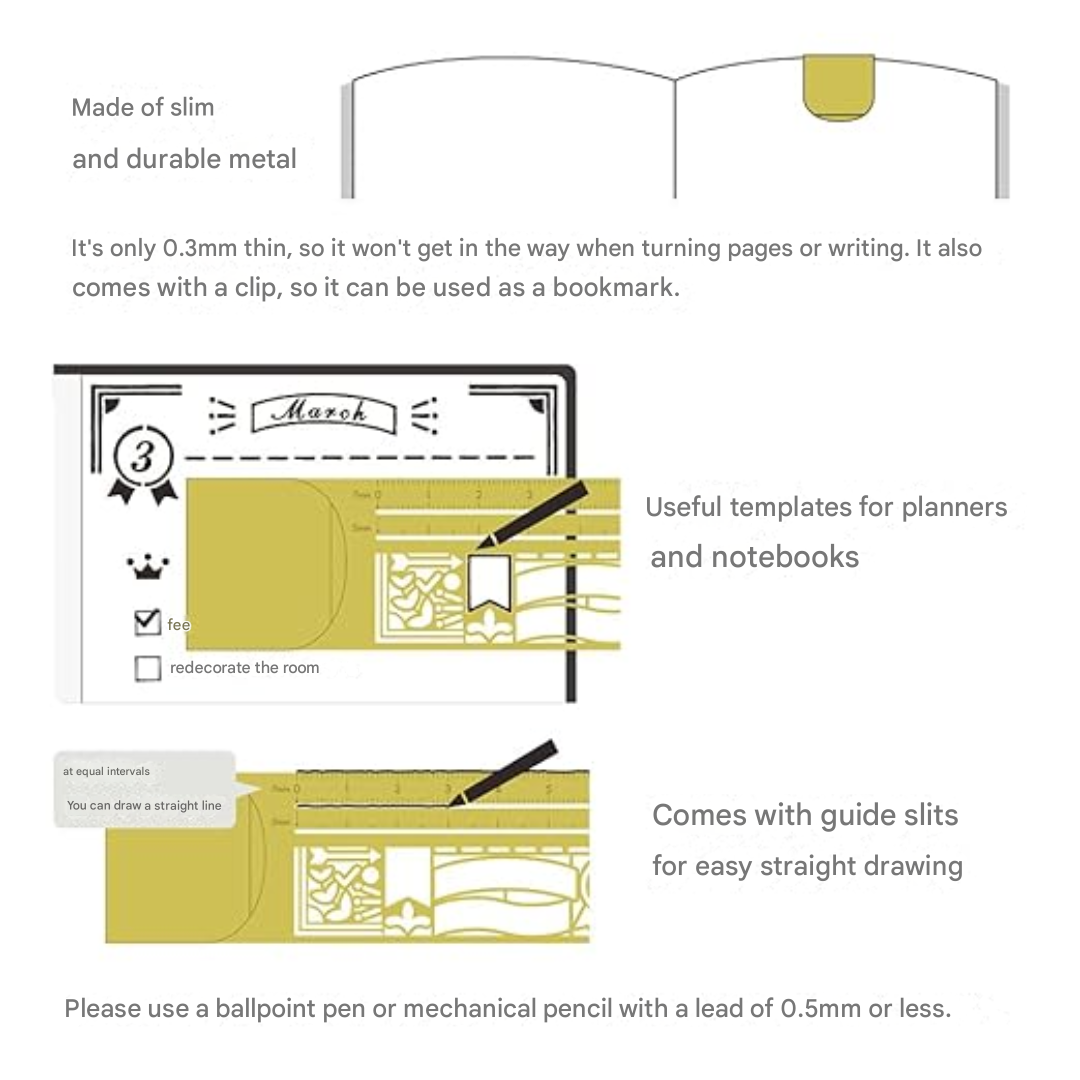 Midori Clip Ruler - Decorative Pattern A