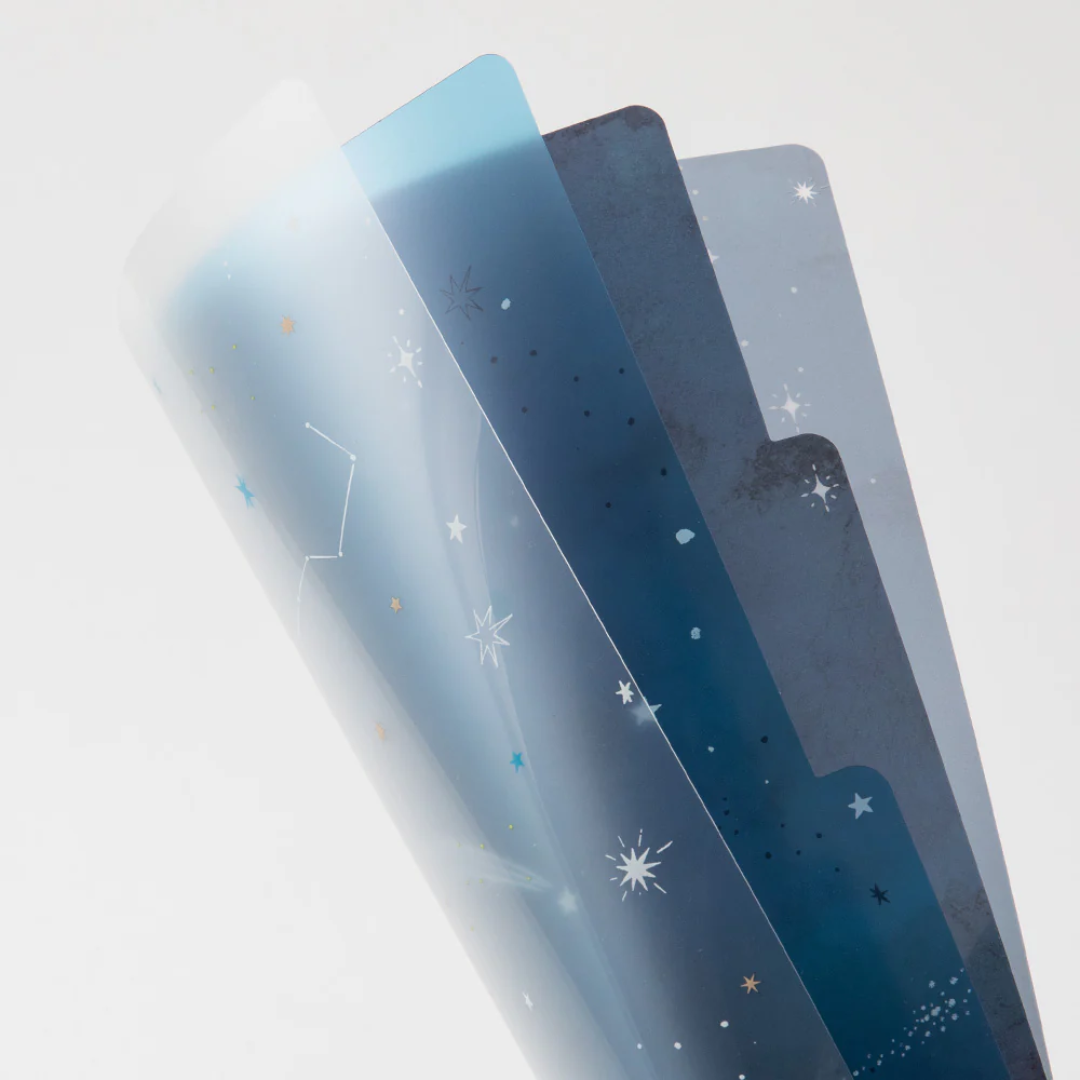 Midori 3 Pockets Clear Folder A4 - Starry Sky