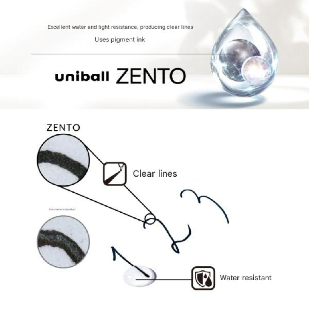 Uniball Zento Gel Pen Signature Model Black Ink - 0.38 mm