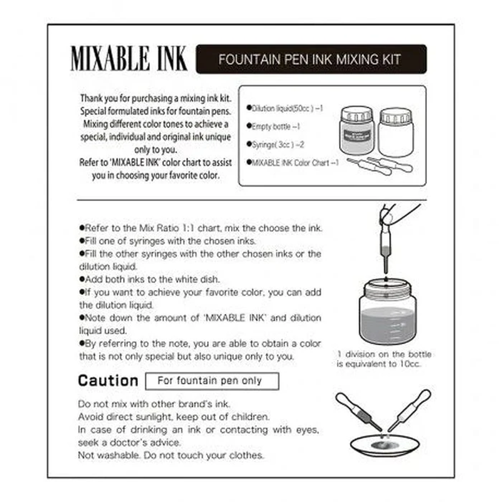Platinum Mixable Fountain Pen Ink Mixing Kit