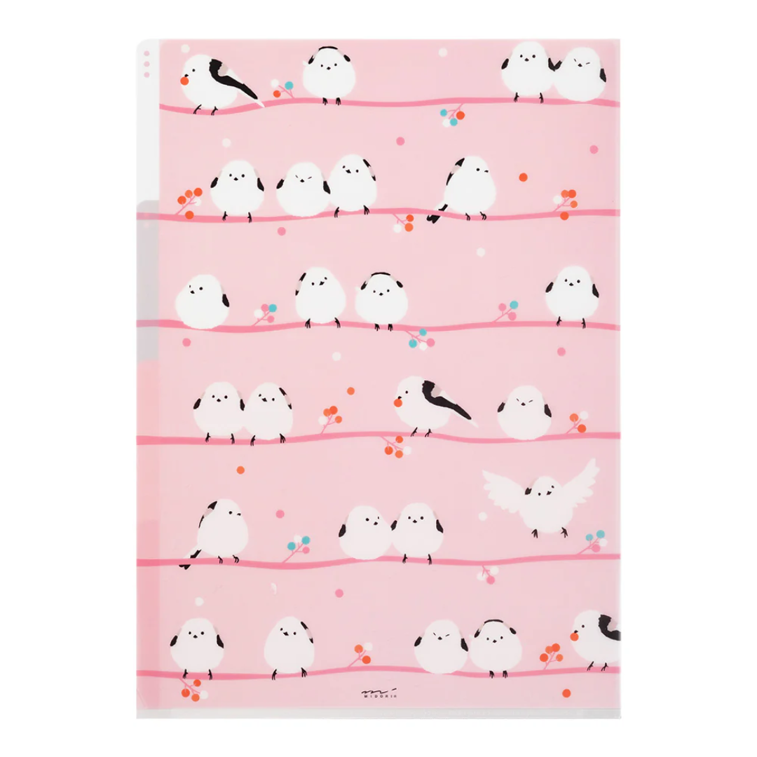 Midori 3 Pockets Clear Folder A4 - Long-Tailed Bird