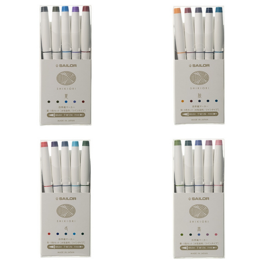Sailor Shikiori Double-Sided Brush Pen - 5 Color Set