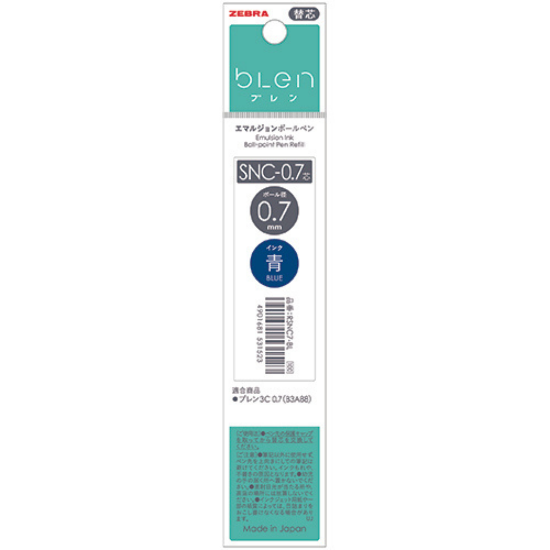 Zebra bLen 3C 3 Color Ballpoint Multi Pen & Refill - 0.5 mm