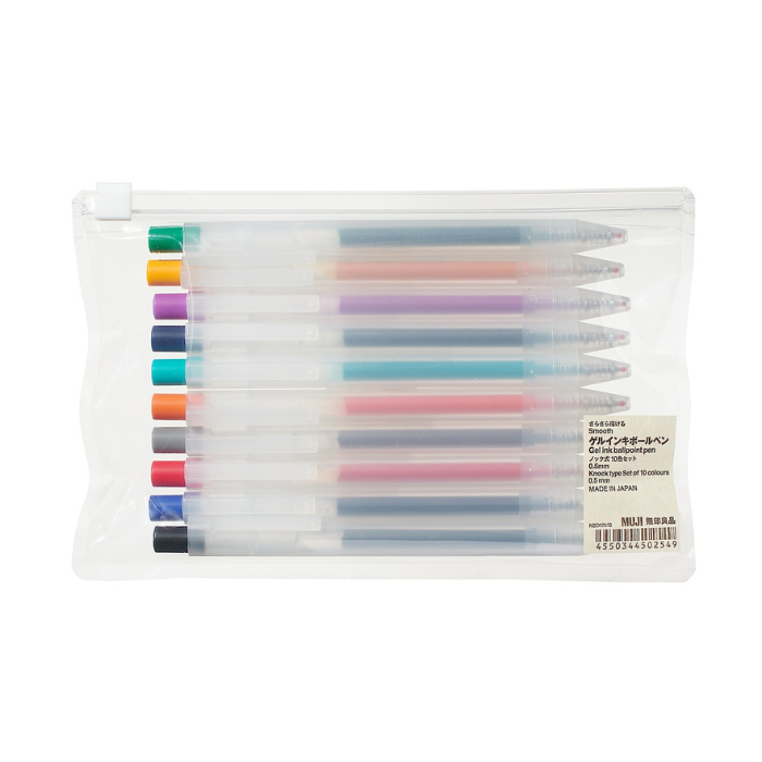 MUJI Smooth Gel Ink Knock Type Ballpoint pen 10 color set