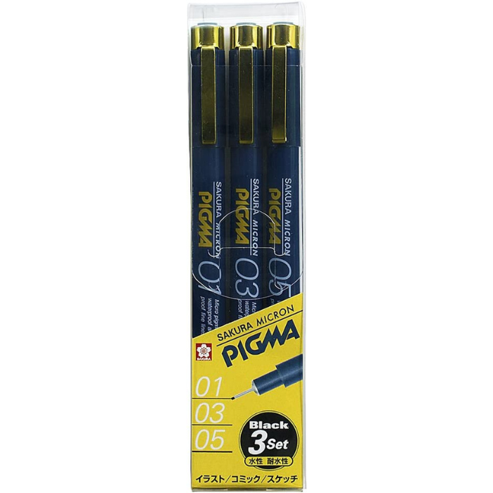 Pigma Sakura Micron - Pigment Fineliners 0.05Mm Black [Pack Of 3]