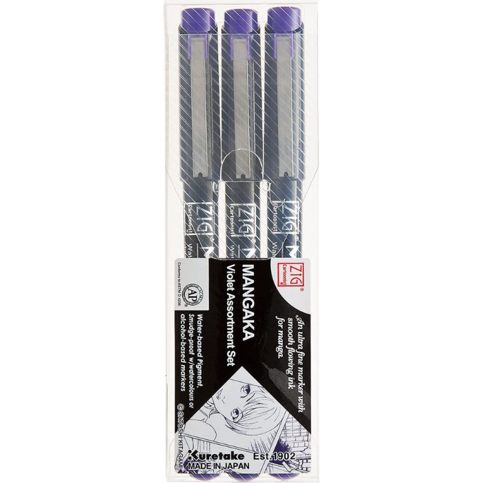 Kuretake ZIG Cartoonist Mangaka Outline Pen - Violet Assortment