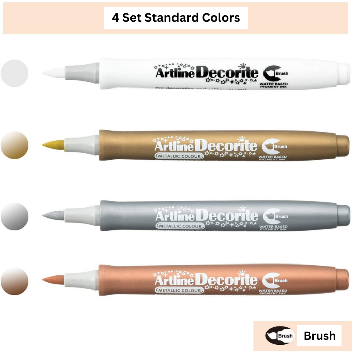 Shachihata Artline Brush Pen Deco Light 4 Color Set