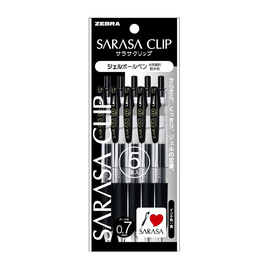 Zebra Sarasa Clip Gel Pen - Black - 5 Pc Pack