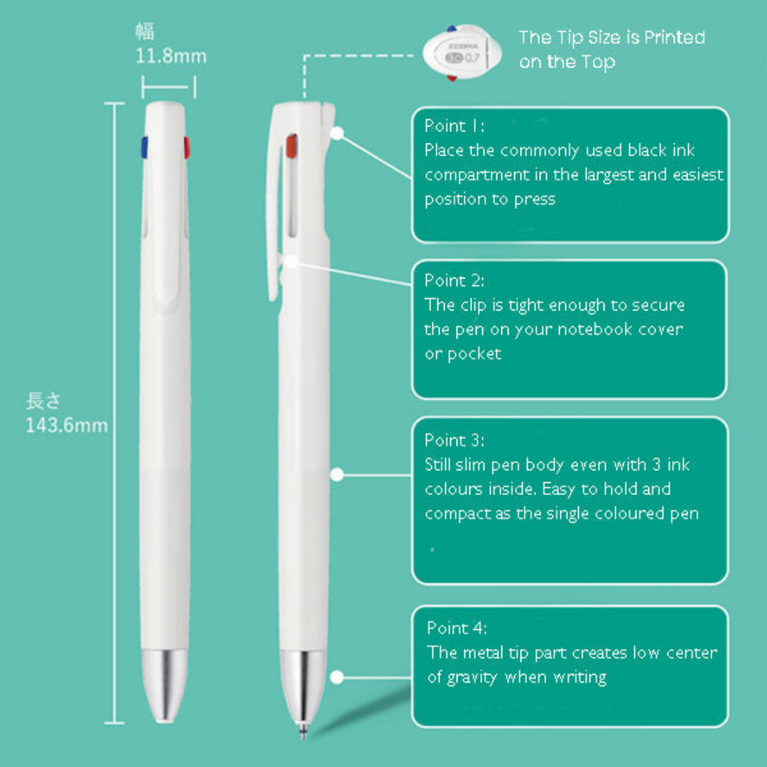 Zebra bLen 2+S 2 Color 0.7 mm Ballpoint Multi Pen & 0.5 mm Mechanical Pencil