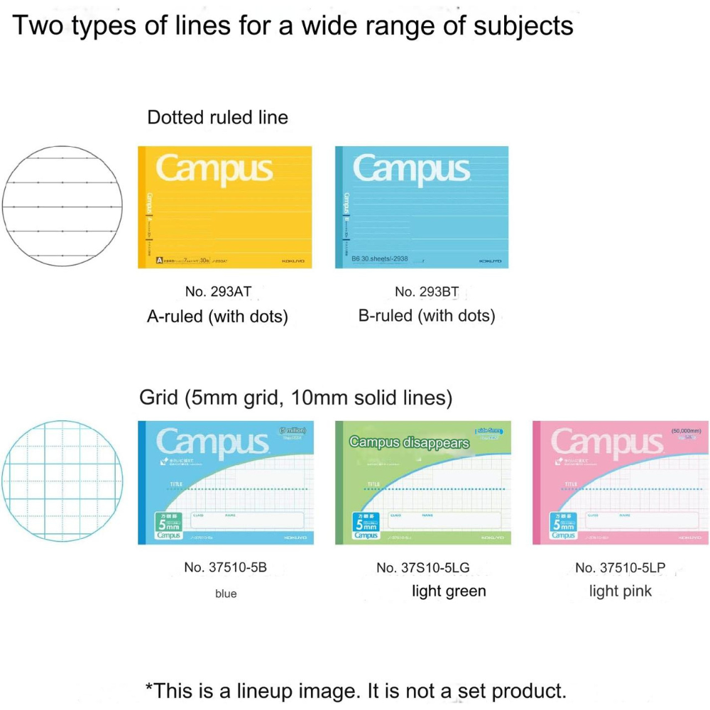 Kokuyo Campus Half Size Notebook - Half-B5 Horizontal - Dotted 6 mm Rule