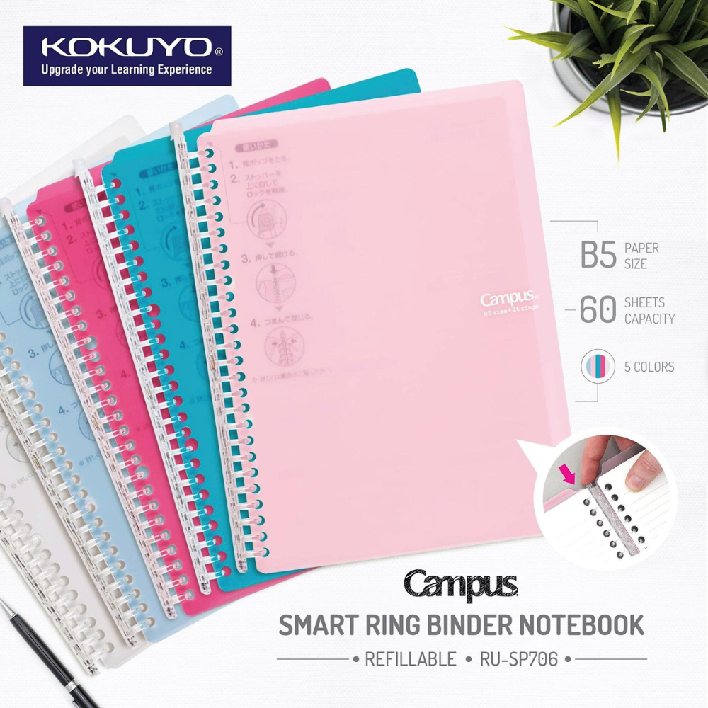 Kokuyo Campus Smart Ring 60 Binder Notebook - B5 - 26 Rings