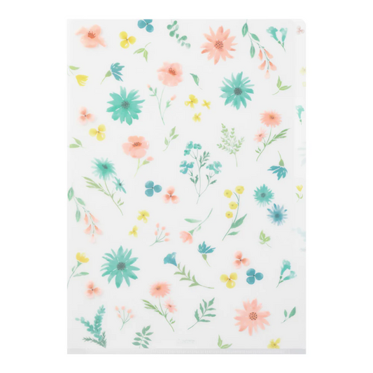 Midori 3 Pockets Clear Folder A4 - Flowers B