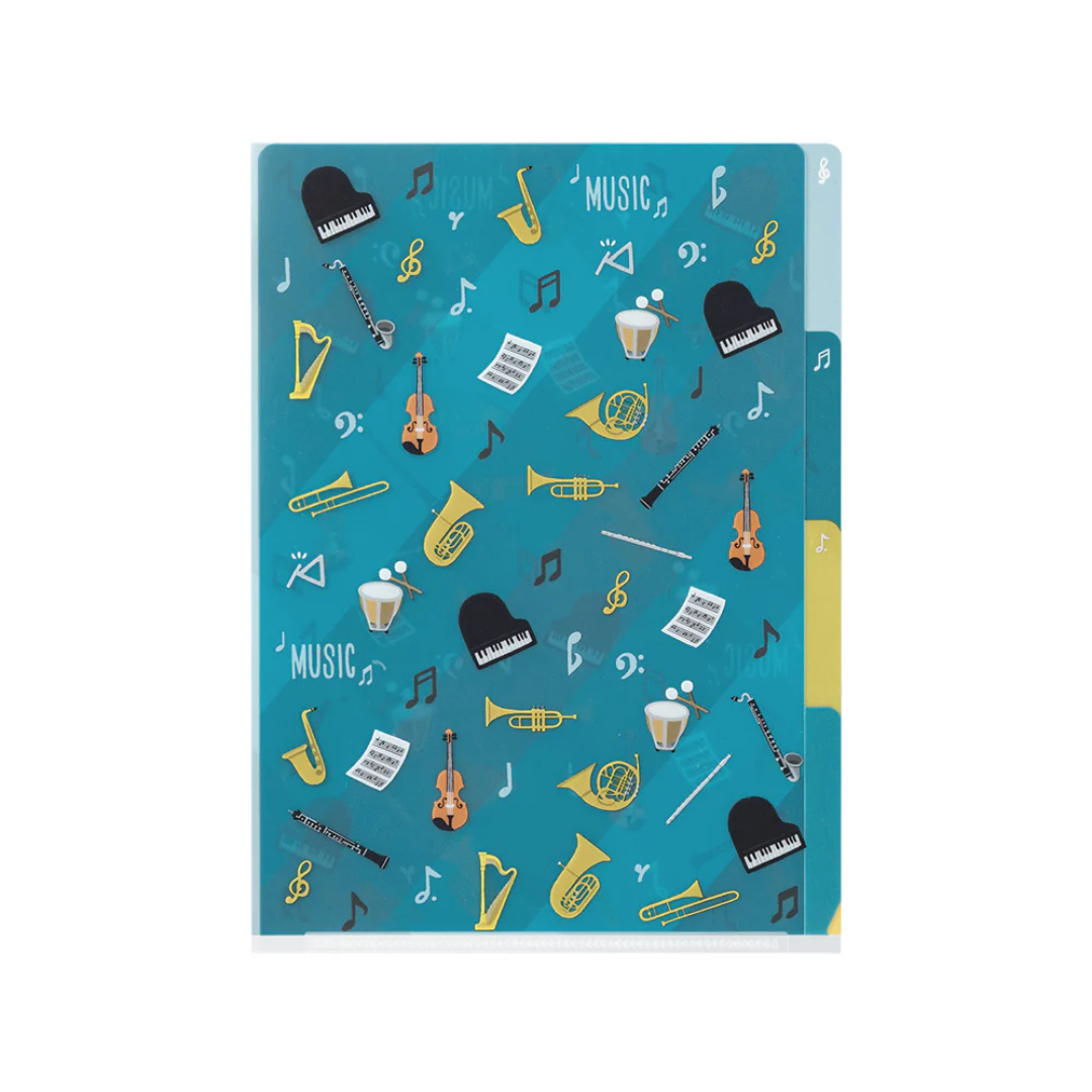 Midori 3 Pockets Clear Folder A5 - Musical Instrument