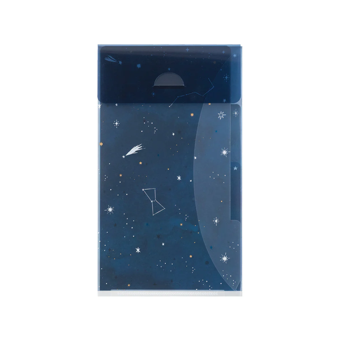 Midori 3 Pockets Clear Folder A5 Slim with Flap - Starry Sky